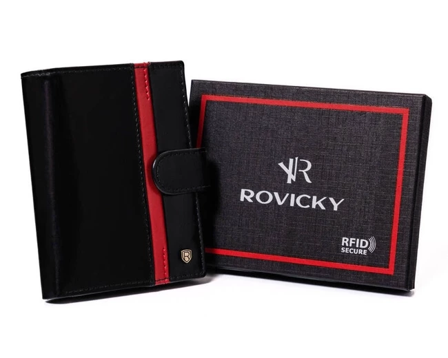 Portfel męski skórzany RFID czarny Rovicky N575L-RVTP-3081