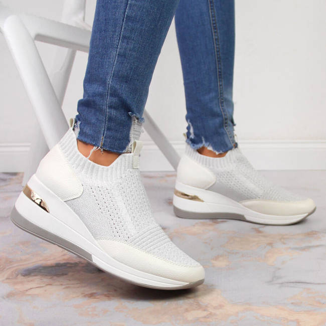 Sneakersy damskie na koturnie białe  Artiker