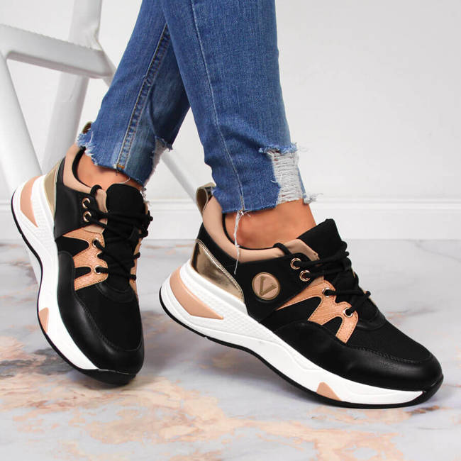 Sneakersy damskie na platformie czarne Vinceza